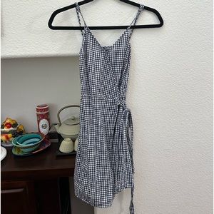 aerie blue plaid wrap dress